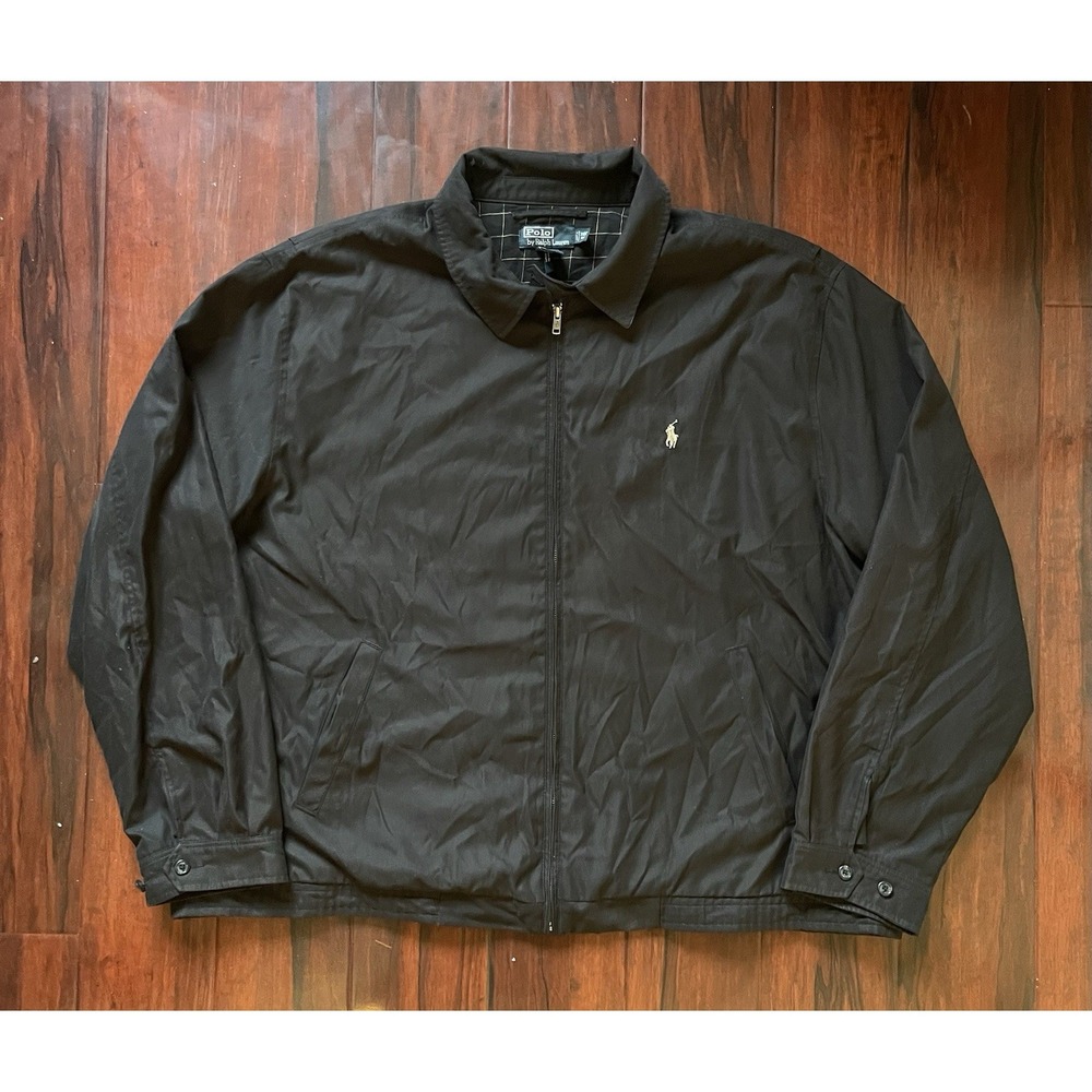 Polo Ralph Lauren Harrington Jacket Black Plaid Lined Men's‎ Size 3XLT Preowned